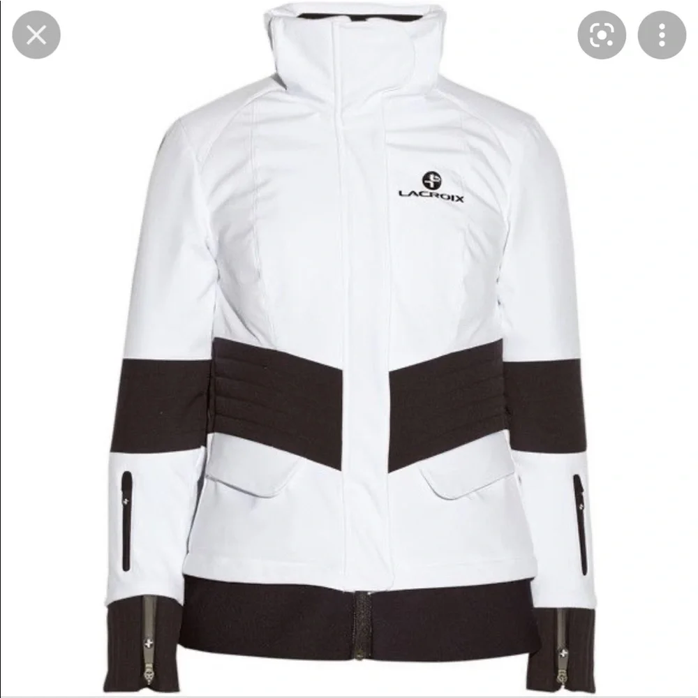 Women's White and Black Ski Jacket - Picture 1 of 4